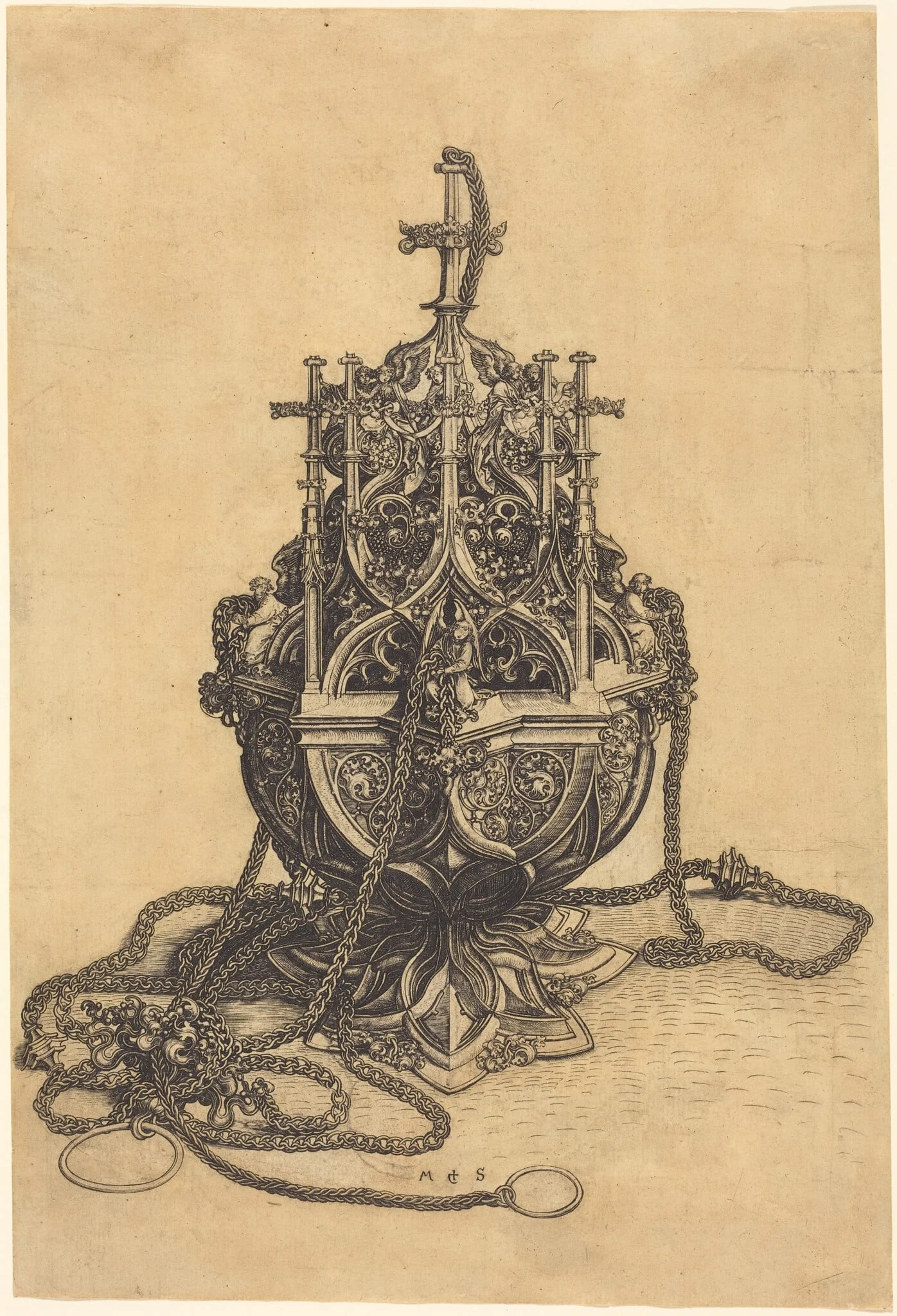 A Censer, by Martin Schongauer, ink, 1485