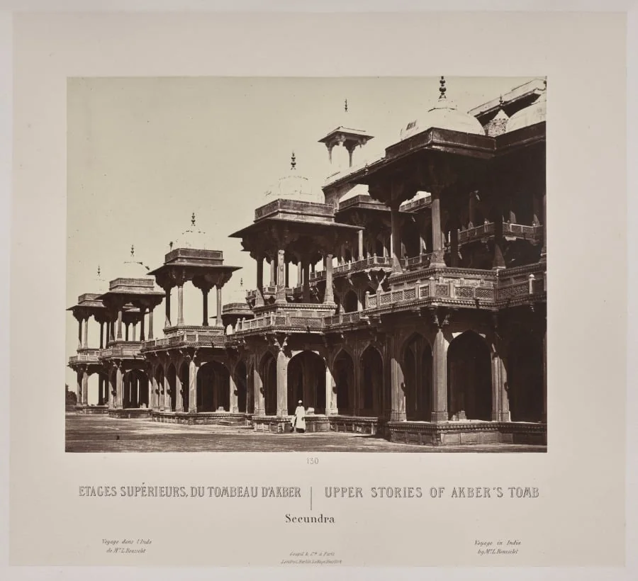 Upper Stories of Akber's Tomb, Secundra, by Louis-Théophile Marie Rousselet, 1866