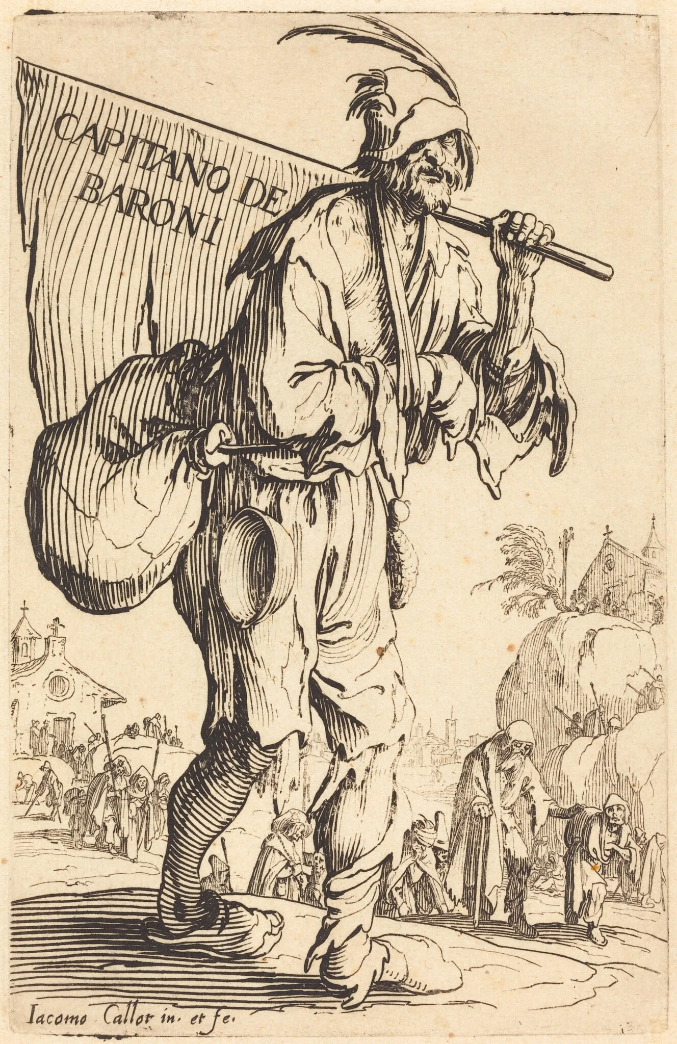 Captain of the Barons, by Jacques Callot, ink, 1622