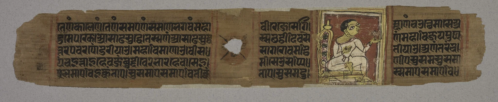 Monk Holding a Flower: Folio 2 (recto), from a Kalpa-sutra and Story of Kalakacharya, by Unknown, unspecified, 1290
