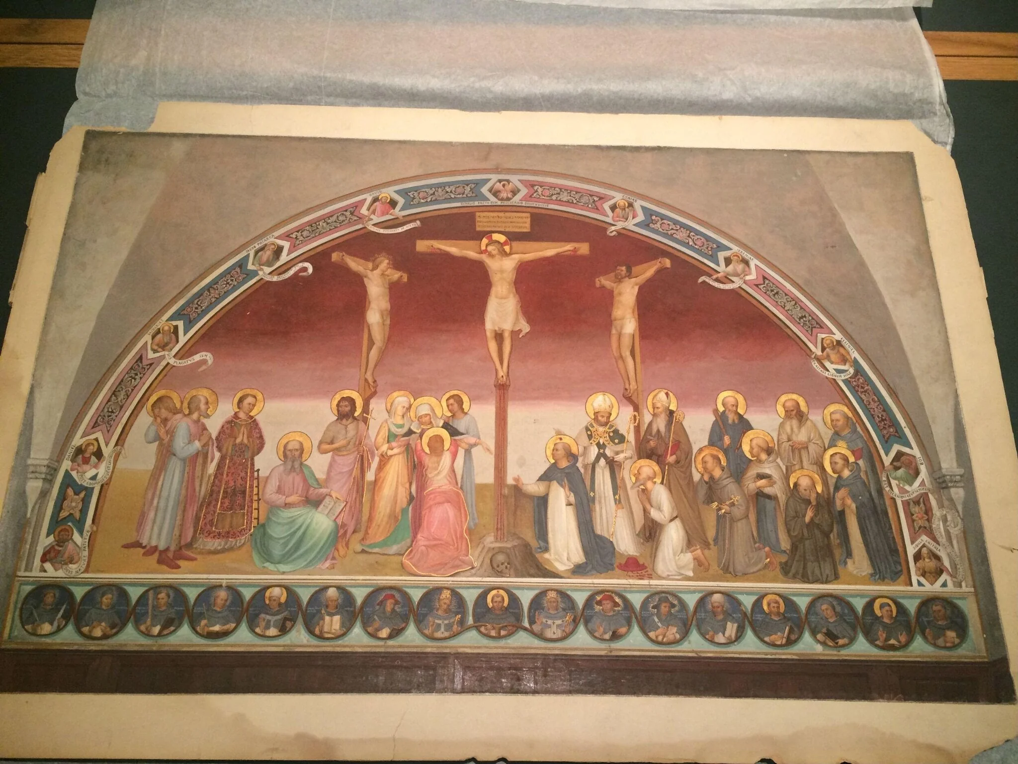 Copy after The Crucifixion, Fra Angelico in the Museo di San Marco (Florence), by Fra Angelico, watercolor, 1864
