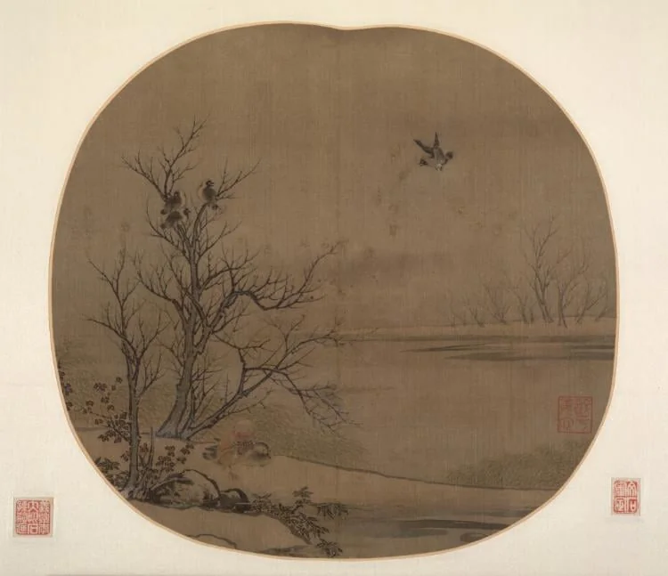 Birds and Ducks on a Snowy Islet, by Unknown, unspecified, 1204