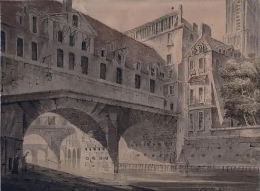 The Pont de l'Hotel Dieu and the South Tower of Notre Dame, Paris