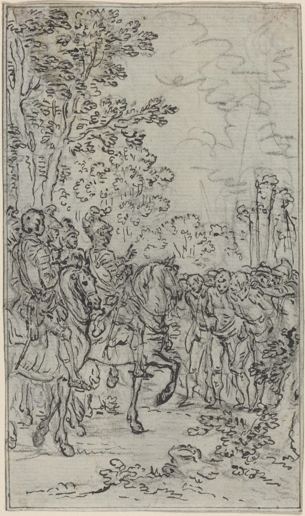 Captives before a Commander, by Hubert François Gravelot, ink, 1736