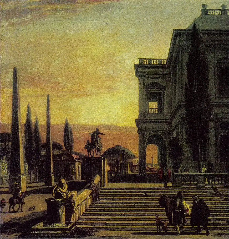 Square in front of the Palace in an Italian Town