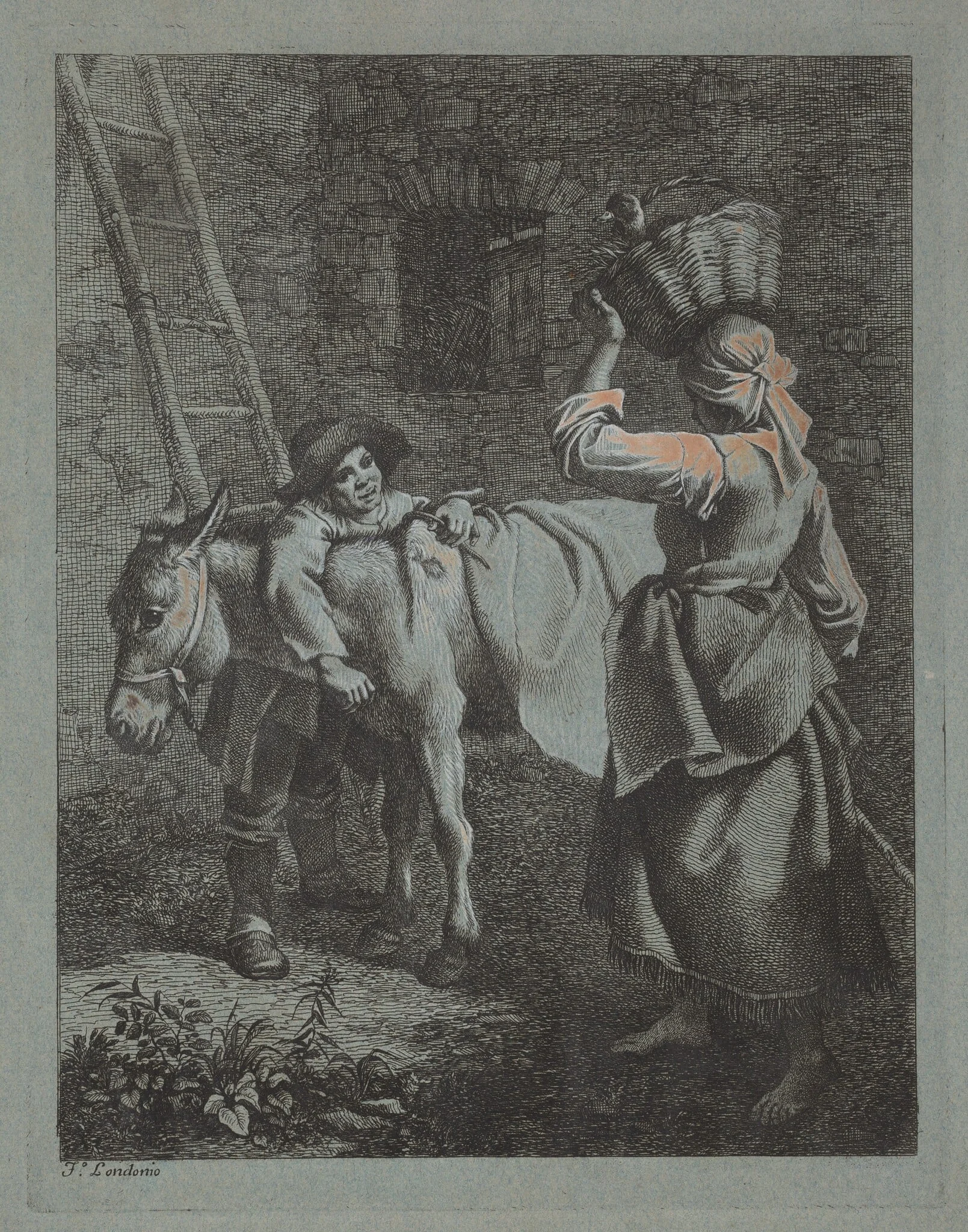 Shepherd Speaking to a Peasant Woman, by Francesco Londonio, gouache, 1762