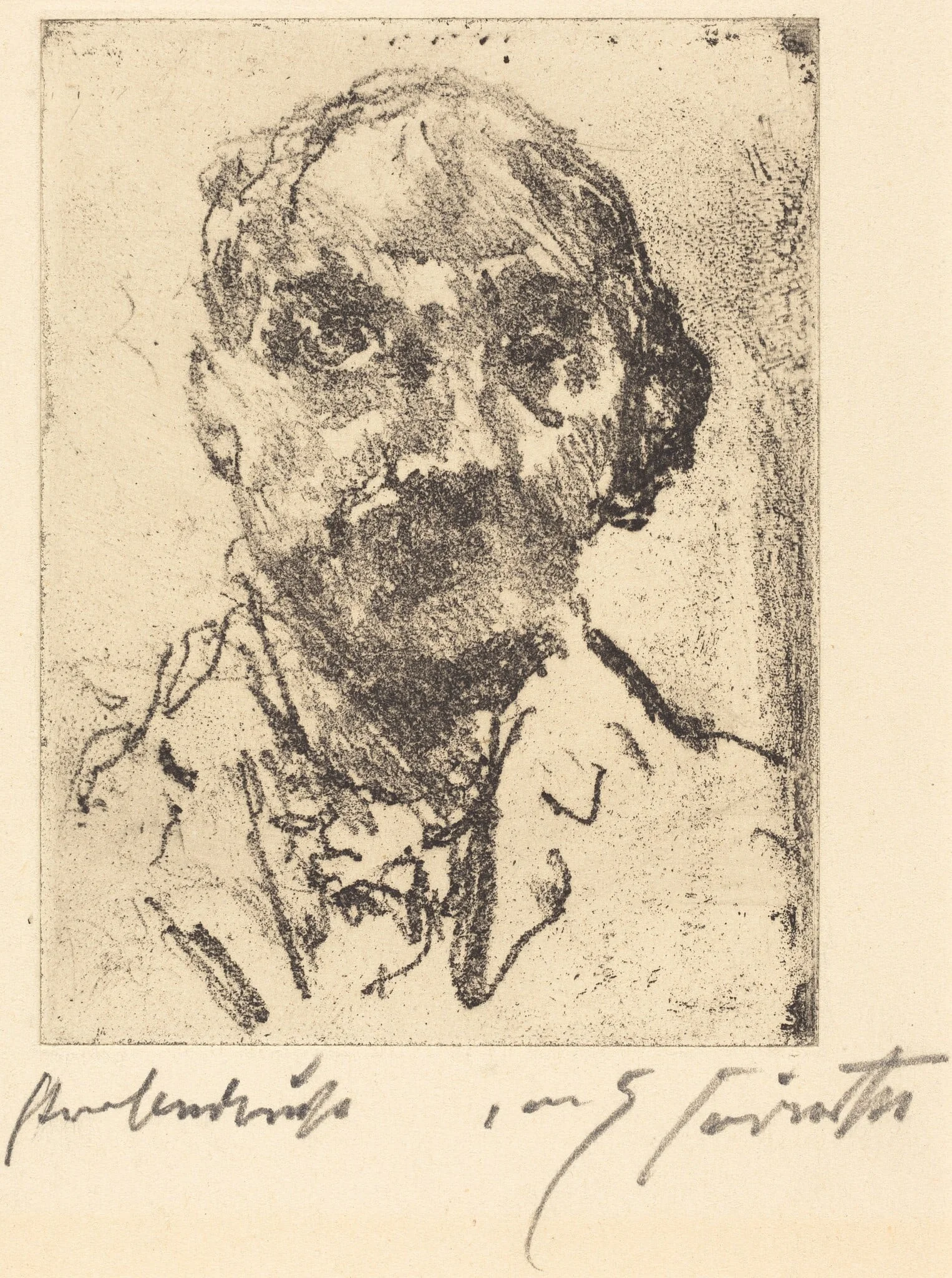 Selbstbildnis (Self-Portrait), by Lovis Corinth, ink, 1922