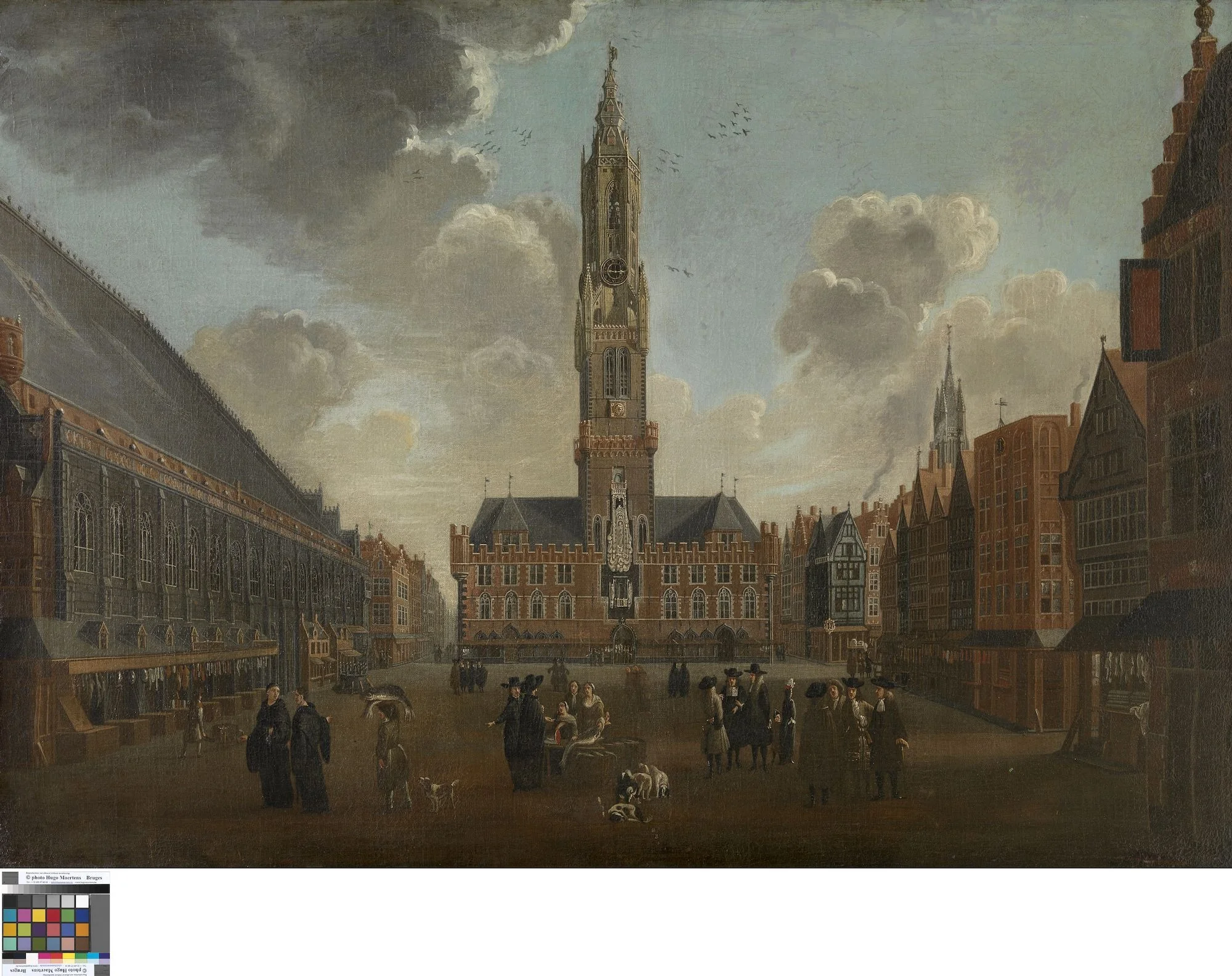 The Market Square in Bruges, by Jan Baptist van Meunincxhove, oil, 1696
