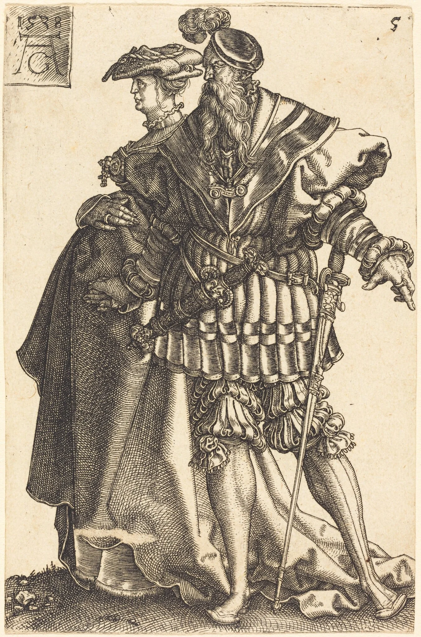 Large Wedding Dancers, by Heinrich Aldegrever, ink, 1538