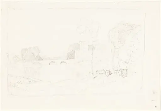 Landscape Sketch with Bridge and Castle