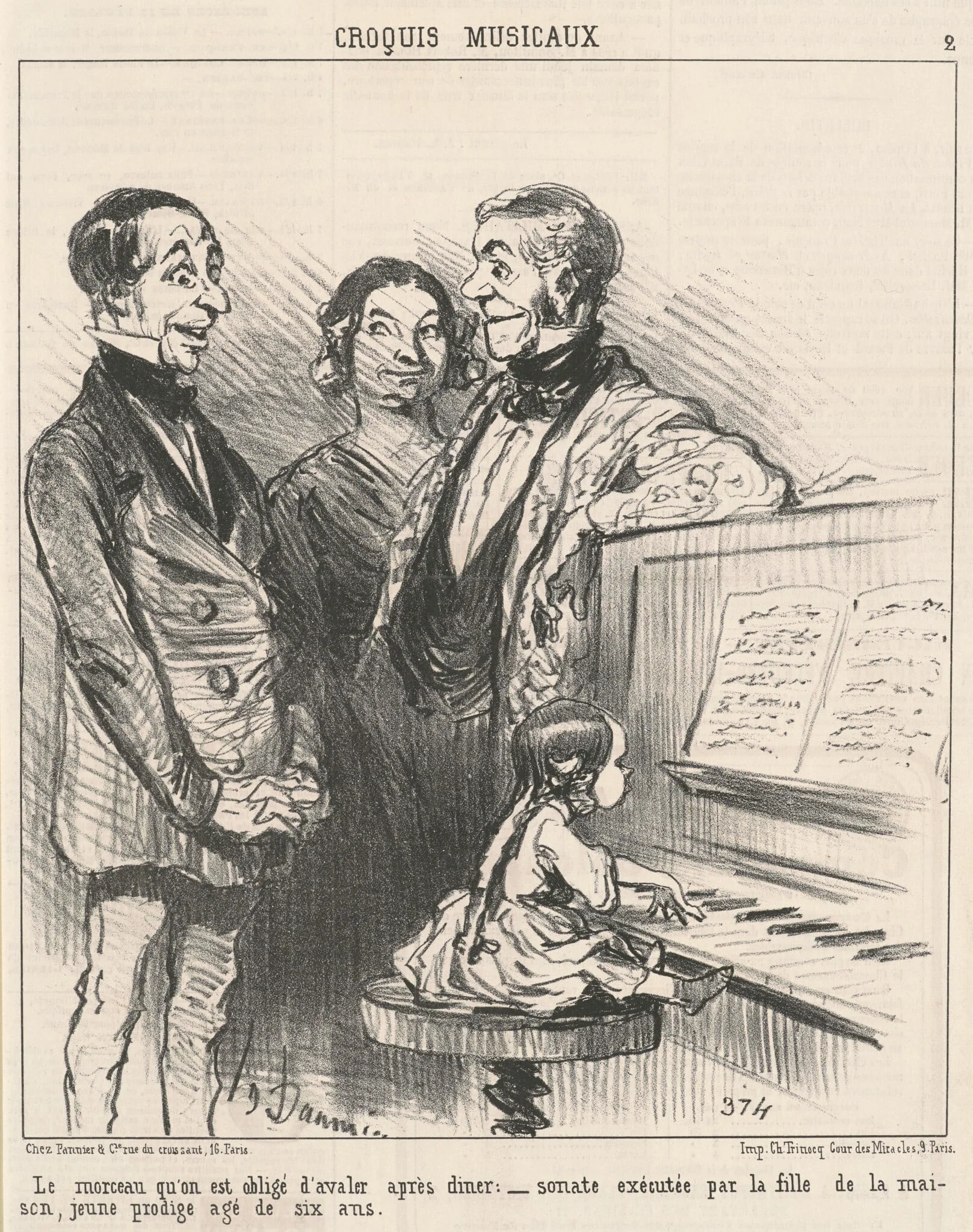 Le morceau qu'on obligé d'avalier ..., by Honoré Daumier, ink, 1852