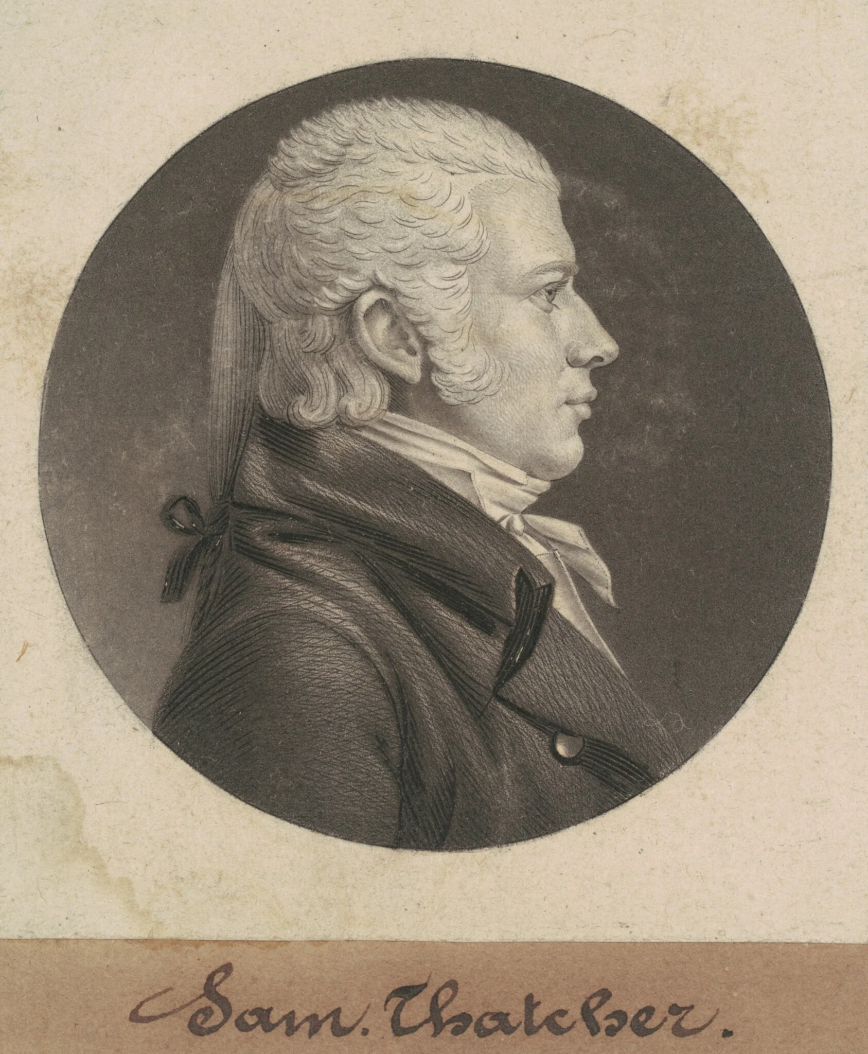Samuel Thatcher, by Charles Balthazar Julien Févret de Saint-Mémin, ink, 1805