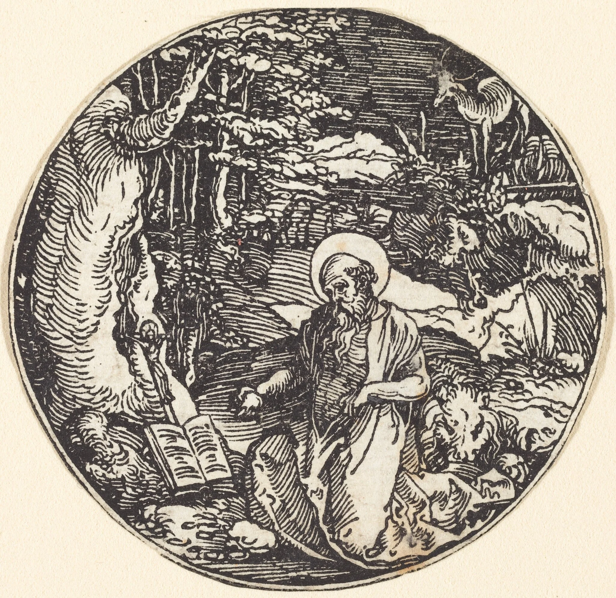 Saint Jerome in Penitence, by Hans Springinklee, ink, 1507