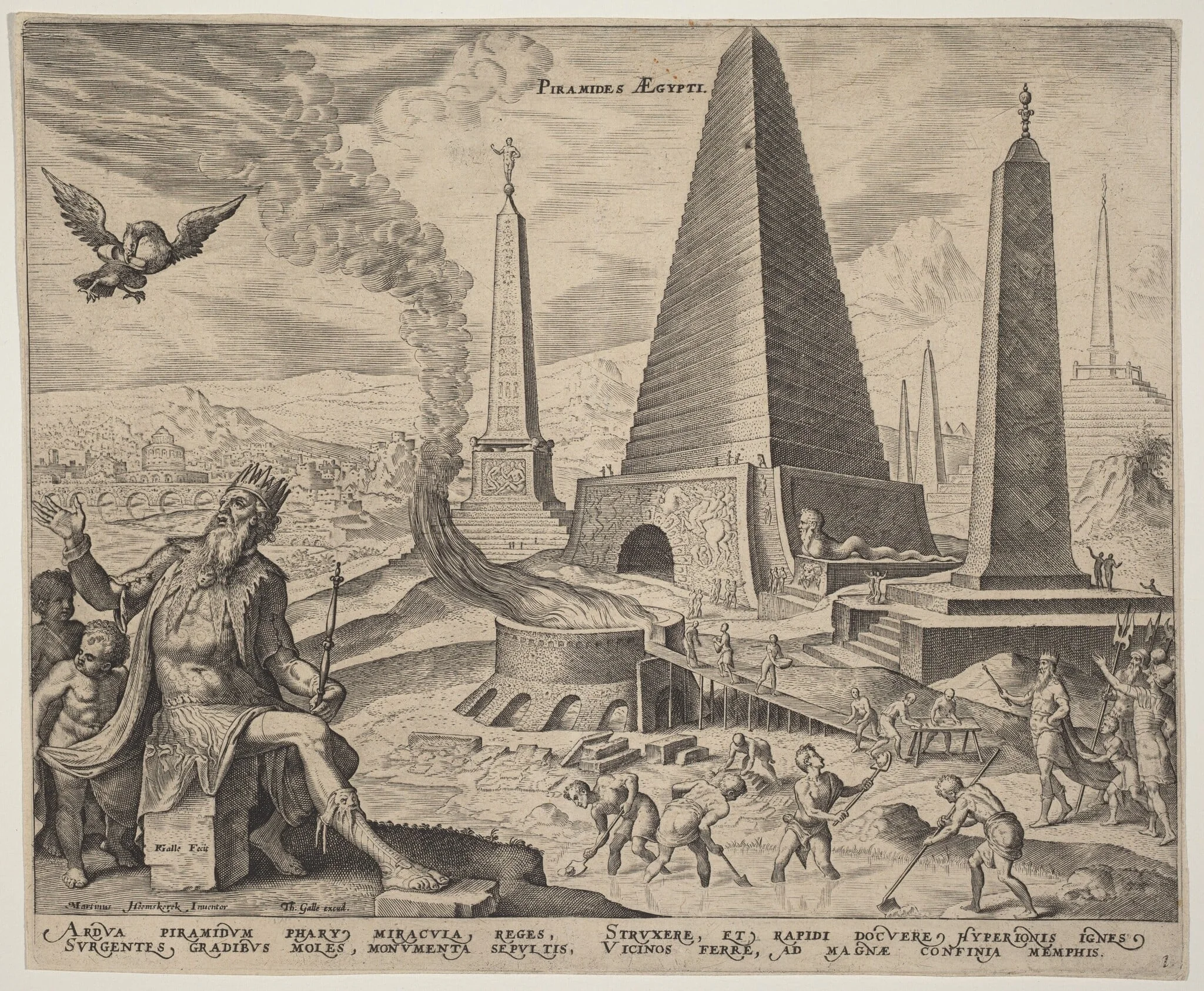 Piramides Aegypti (The Pyramids of Egypt), by Philip Galle, ink, 1572