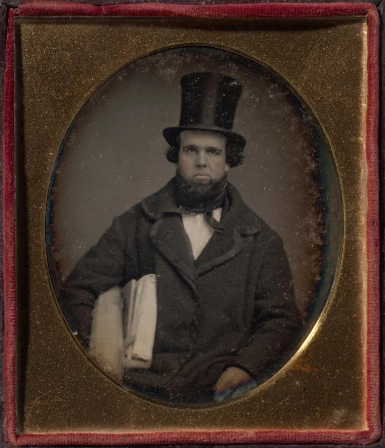Architect with his drawings, by Unknown, 1850