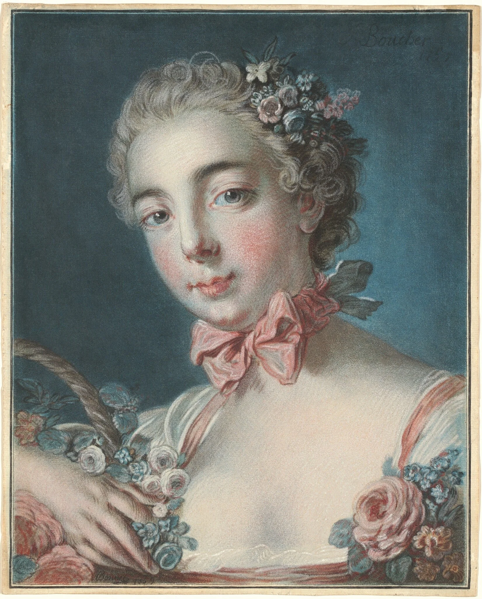 Tête de Flore (Head of Flora), by Louis-Marin Bonnet, pastel, 1769