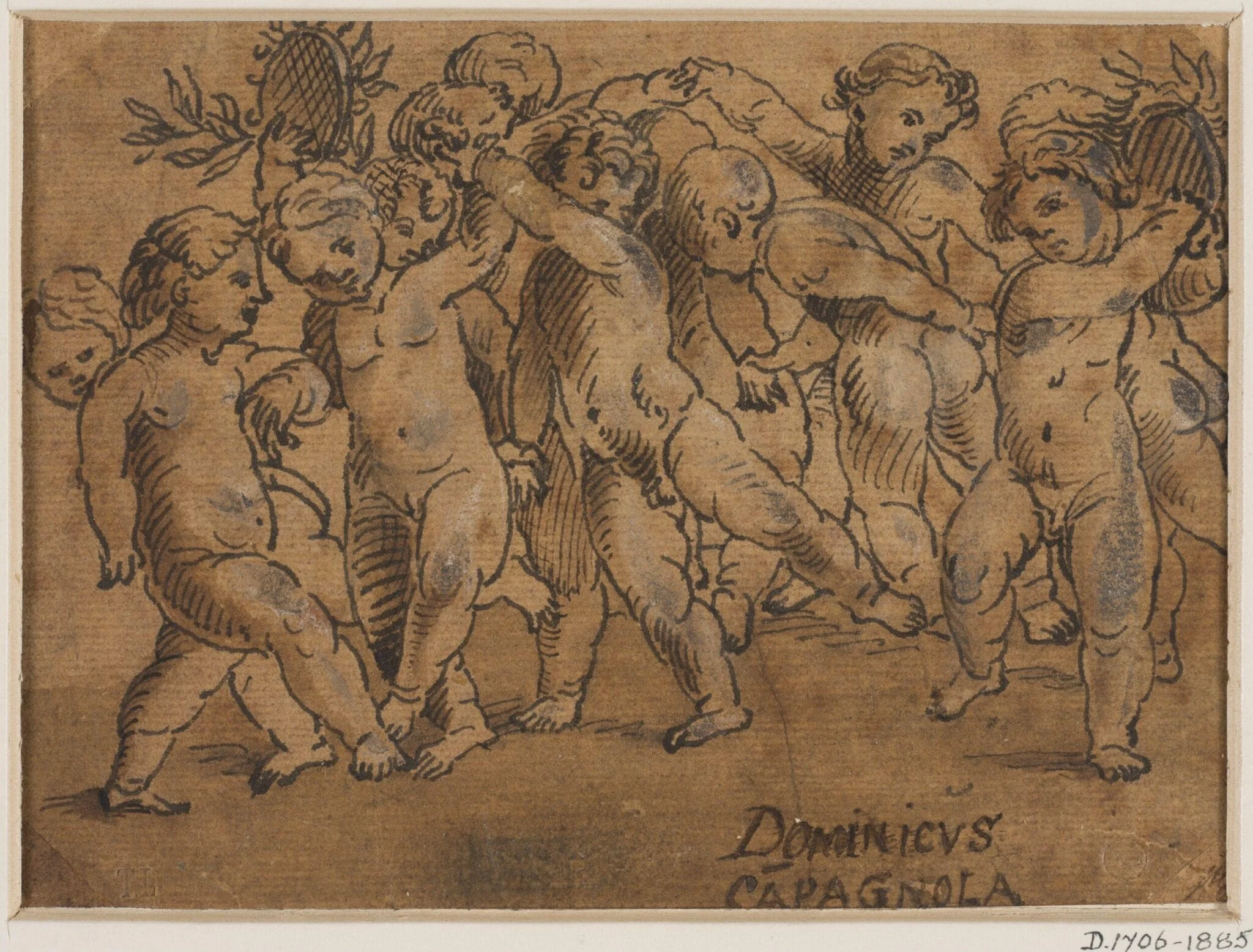 Twelve naked children dancing