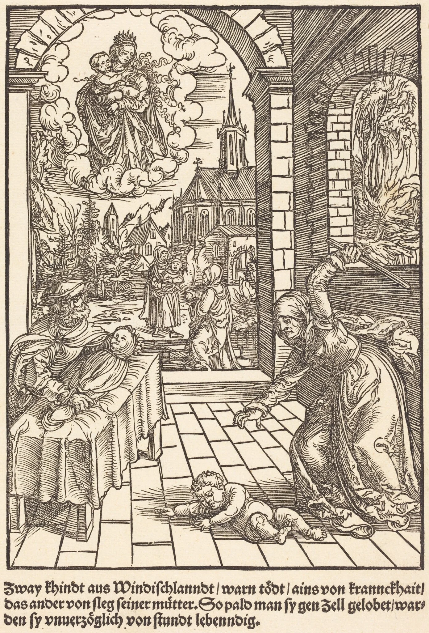 Zway khindt aus Windischlanndt ..., by Master of the Miracles of Mariazell, ink, 1503