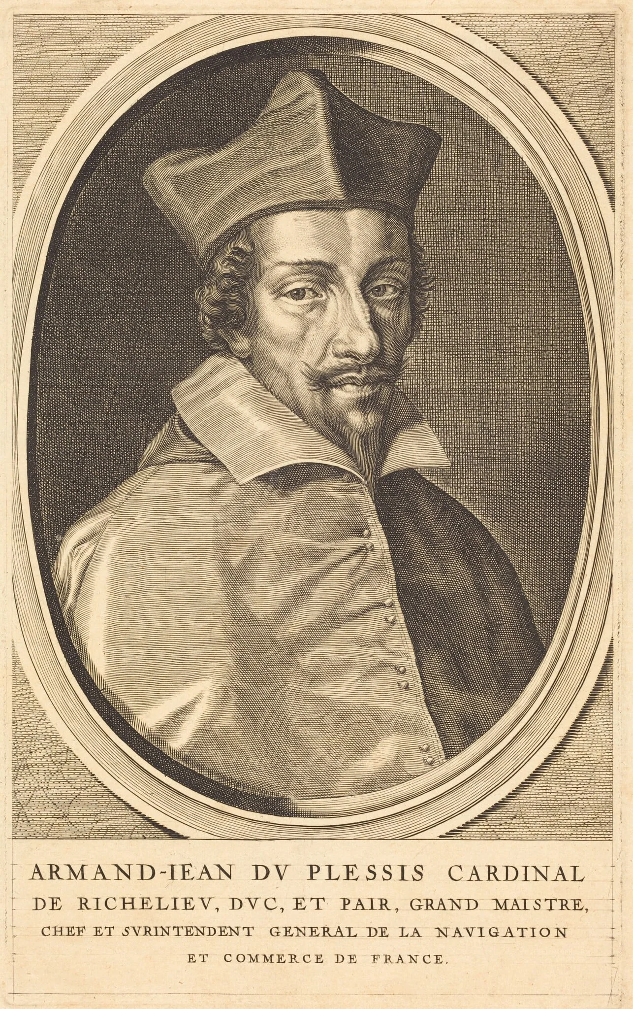 Armand Jean du Plessis, Cardinal Richelieu, by Michel Lasne, ink, 1628