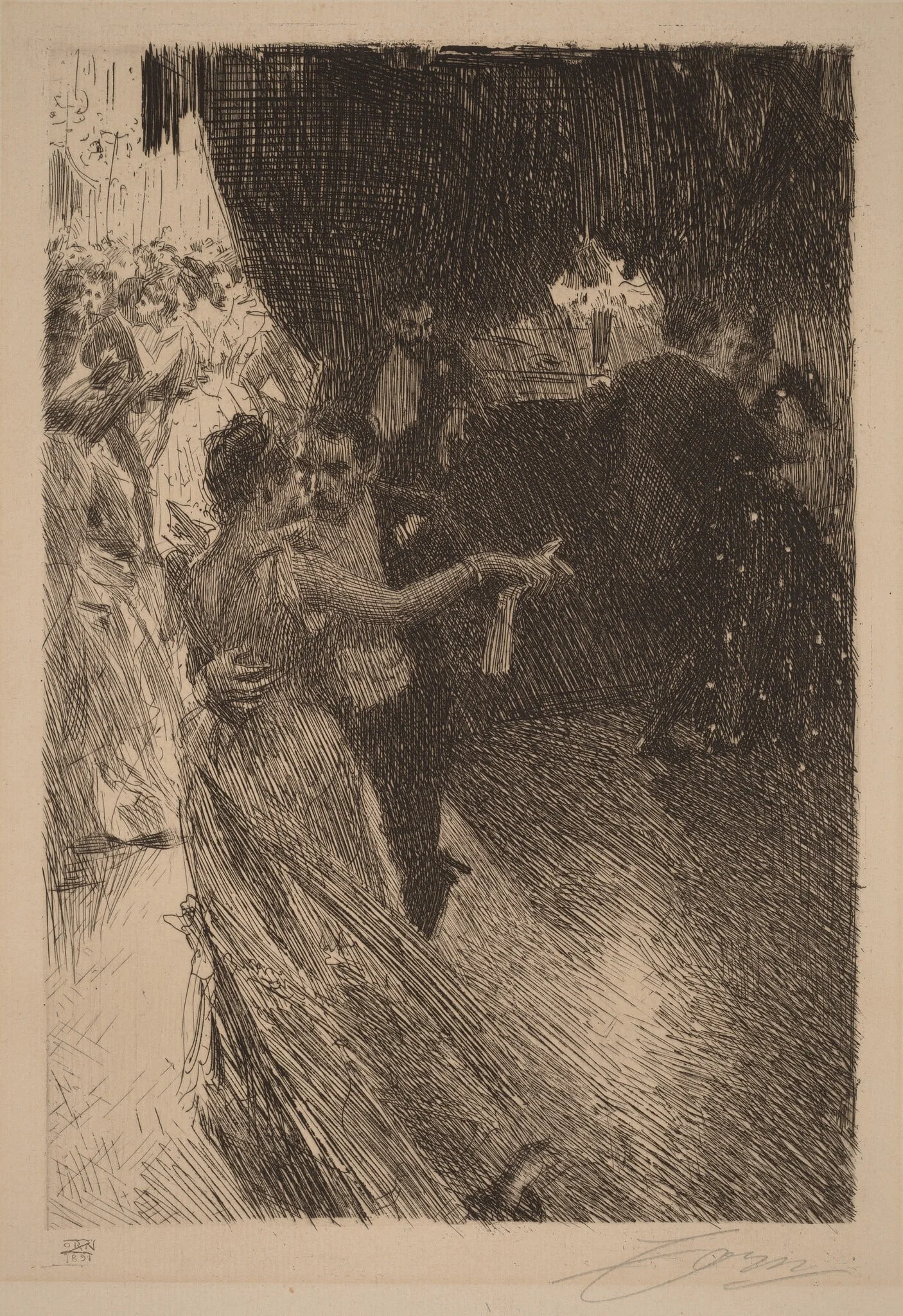 The Waltz, by Anders Zorn, ink, 1891