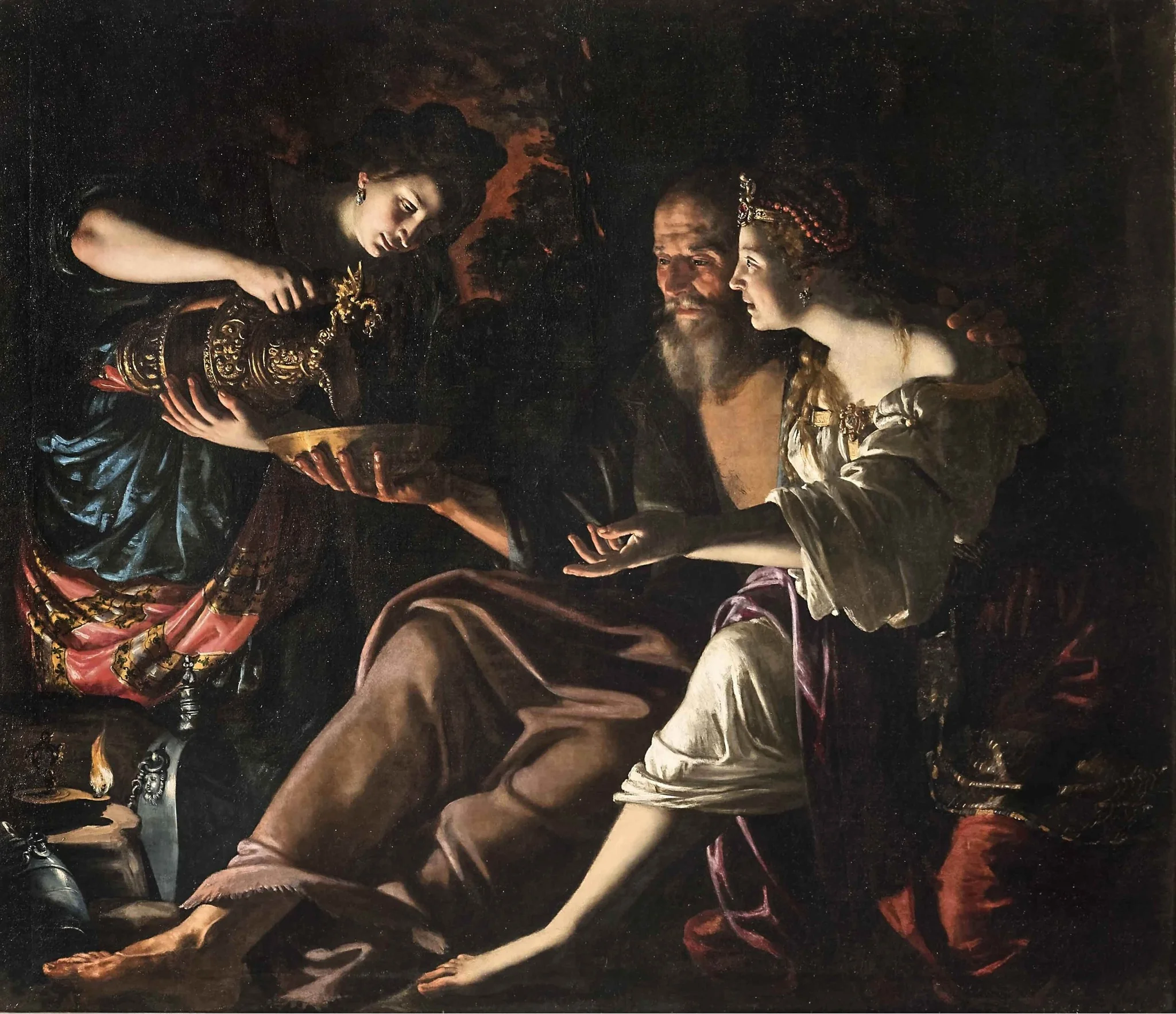 Loth et ses filles, by Giovanni Francesco Guerrieri, oil, 1617