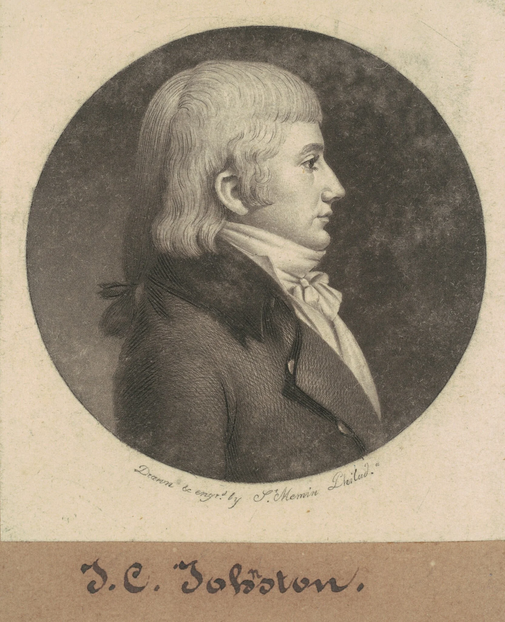 James Cathcart Johnston, by Charles Balthazar Julien Févret de Saint-Mémin, ink, 1800