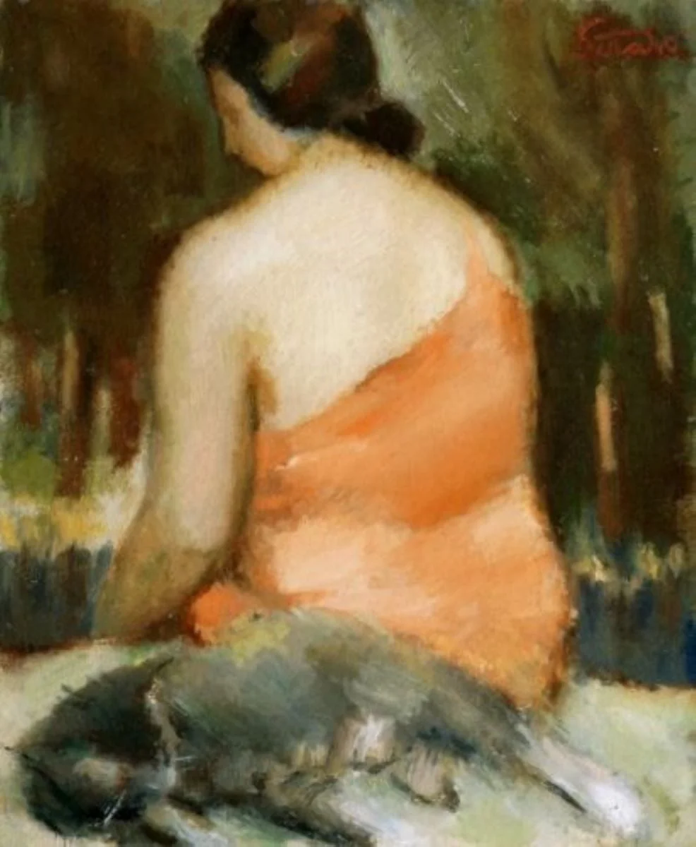 Femeia cu pisică, by Francisc Șirato, unspecified