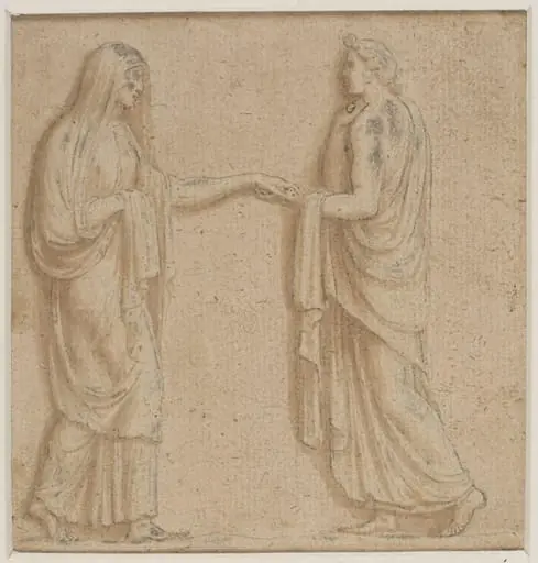Two figures meeting