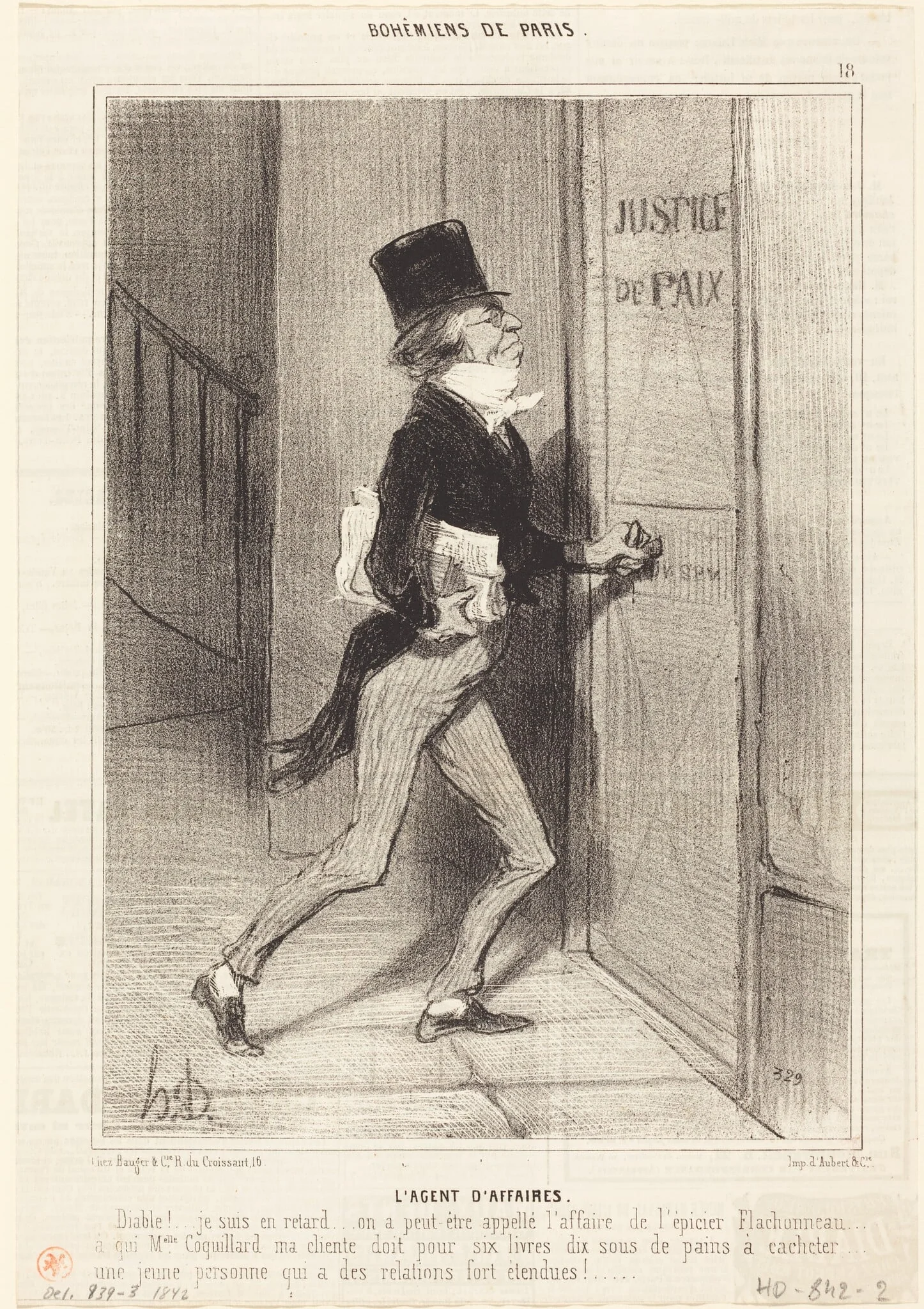 L'Agent d'affaires, by Honoré Daumier, ink, 1842