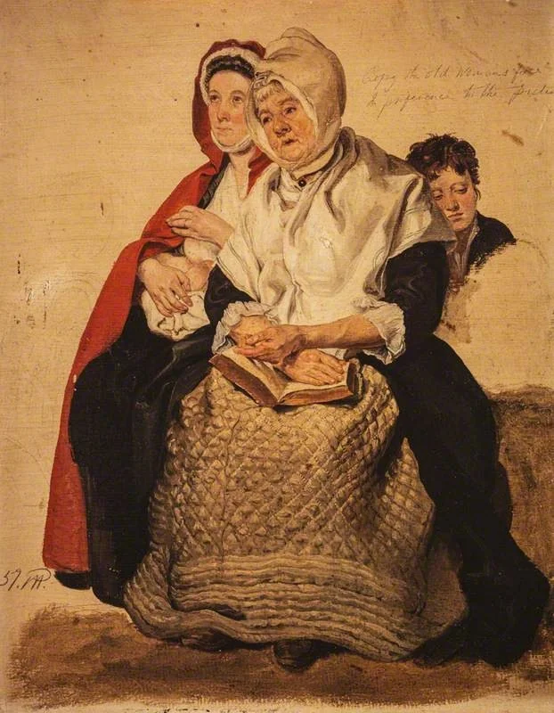 Two Women and a Boy (study for 'The Covenanters Preaching'), by George Harvey, unspecified, 1830