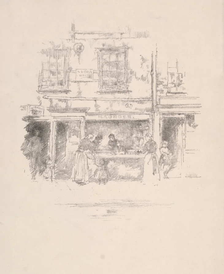 Maunder's Fish Shop, Chelsea, by James McNeill Whistler, 1890
