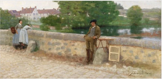 On the Bridge at Grez, by John Lavery, oil, 1892