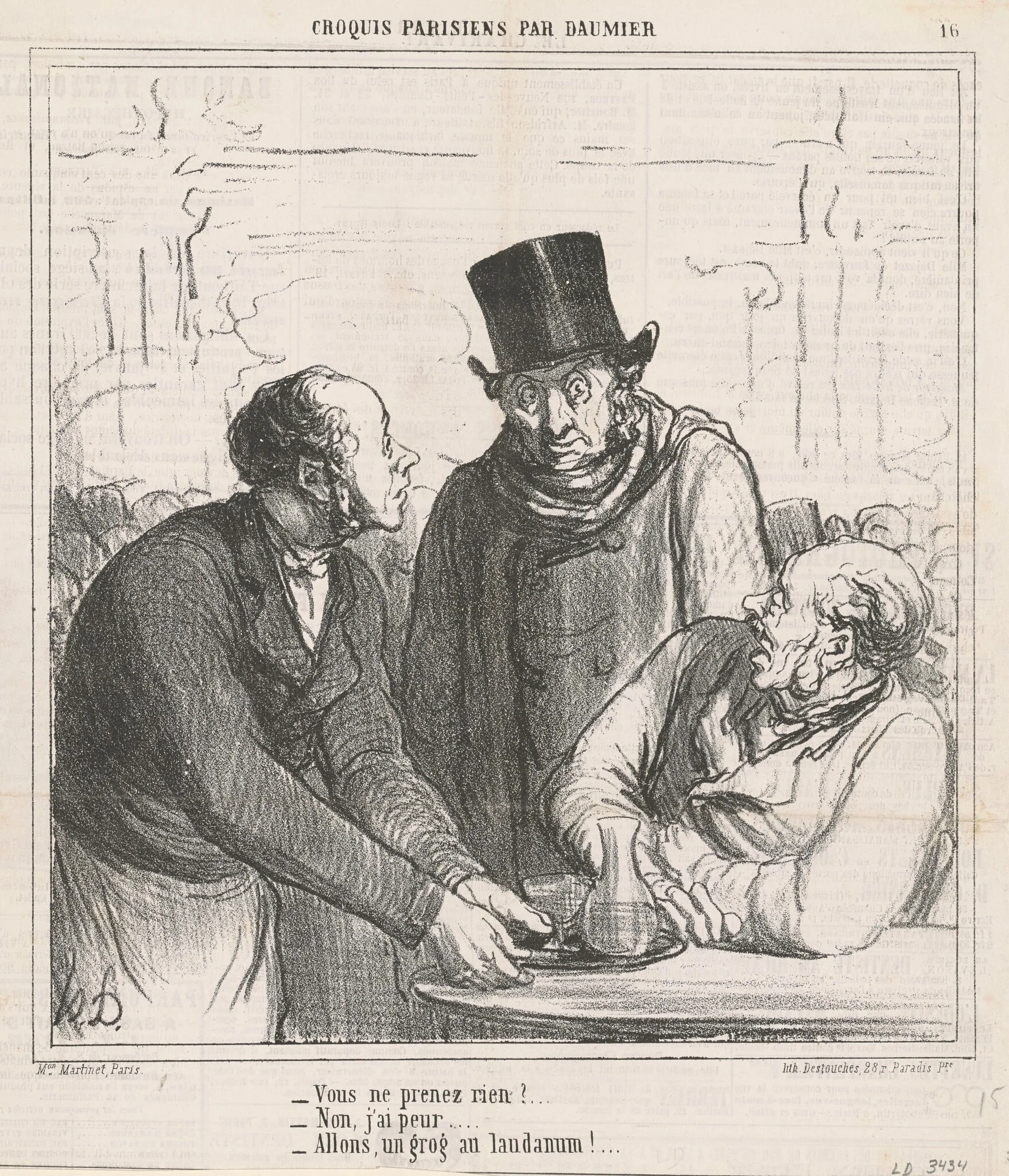 Vous ne prenez rien?, by Honoré Daumier, ink, 1865