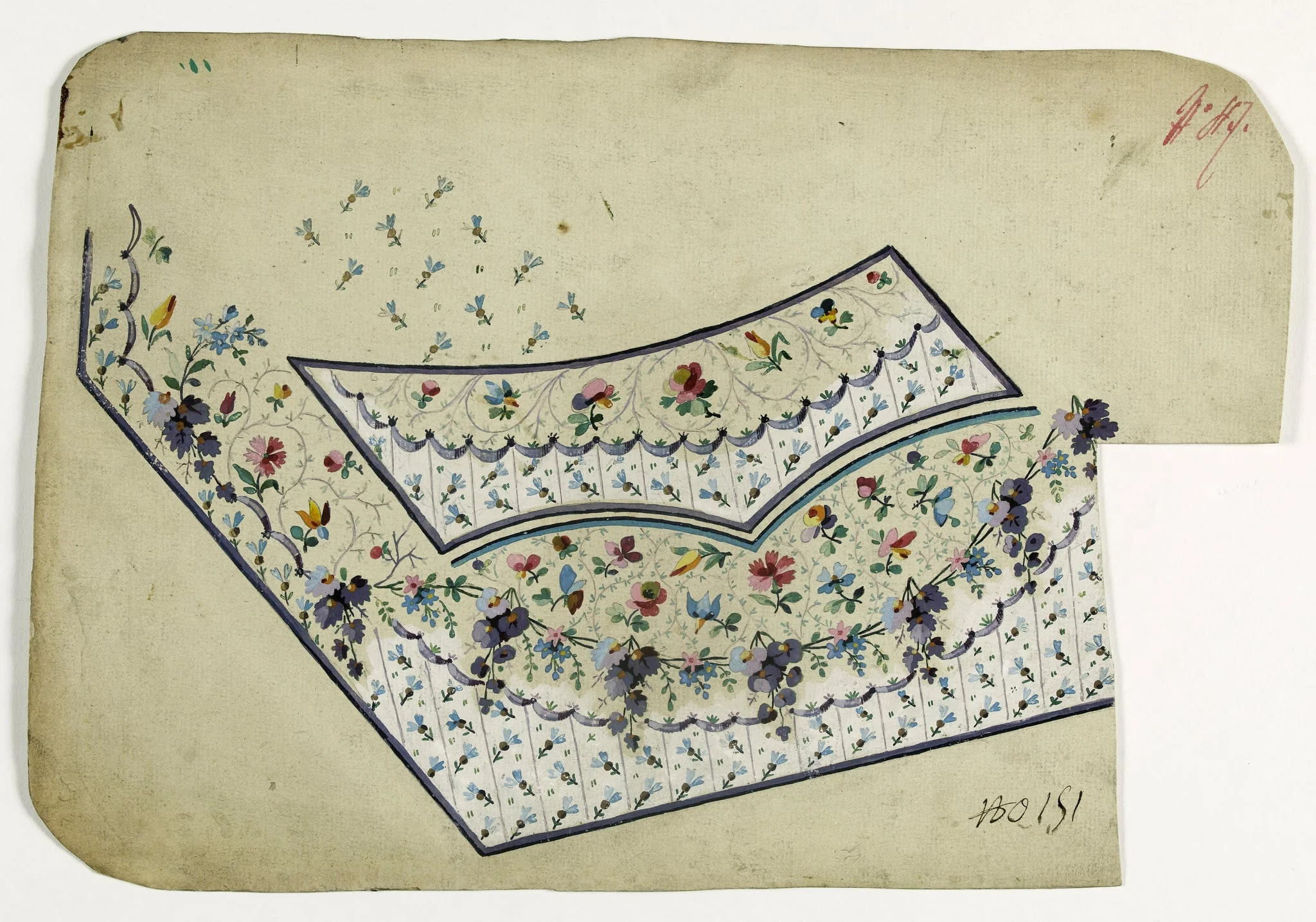 Gilet au décor tapissant, projets de broderies de gilet, XVIIIème siècle, by Anonyme, 1750