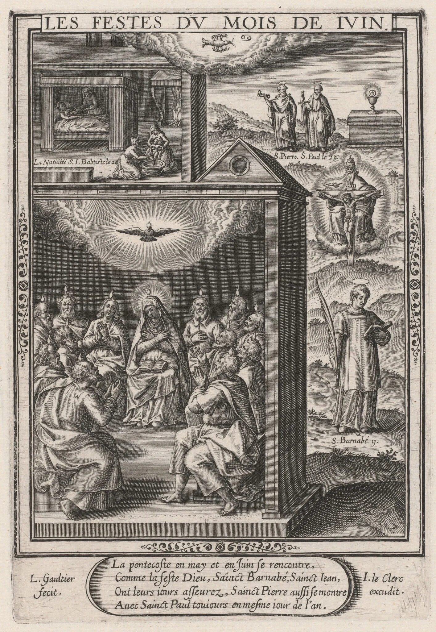 Les Festes du mois de Juin (June: The Pentecost), by Léonard Gaultier, ink, 1603