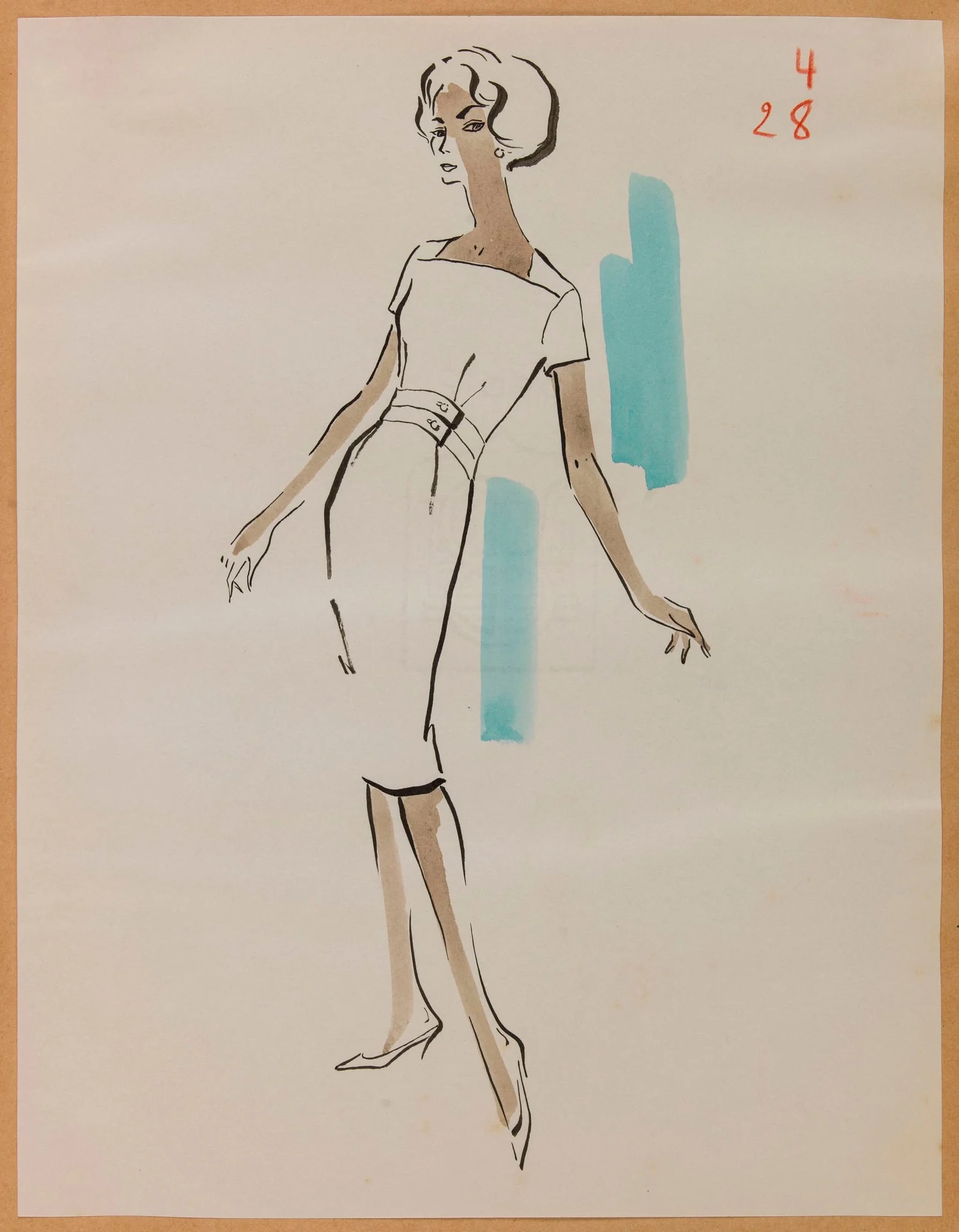 Robe blanche à manches courtes, by Carven, 1957