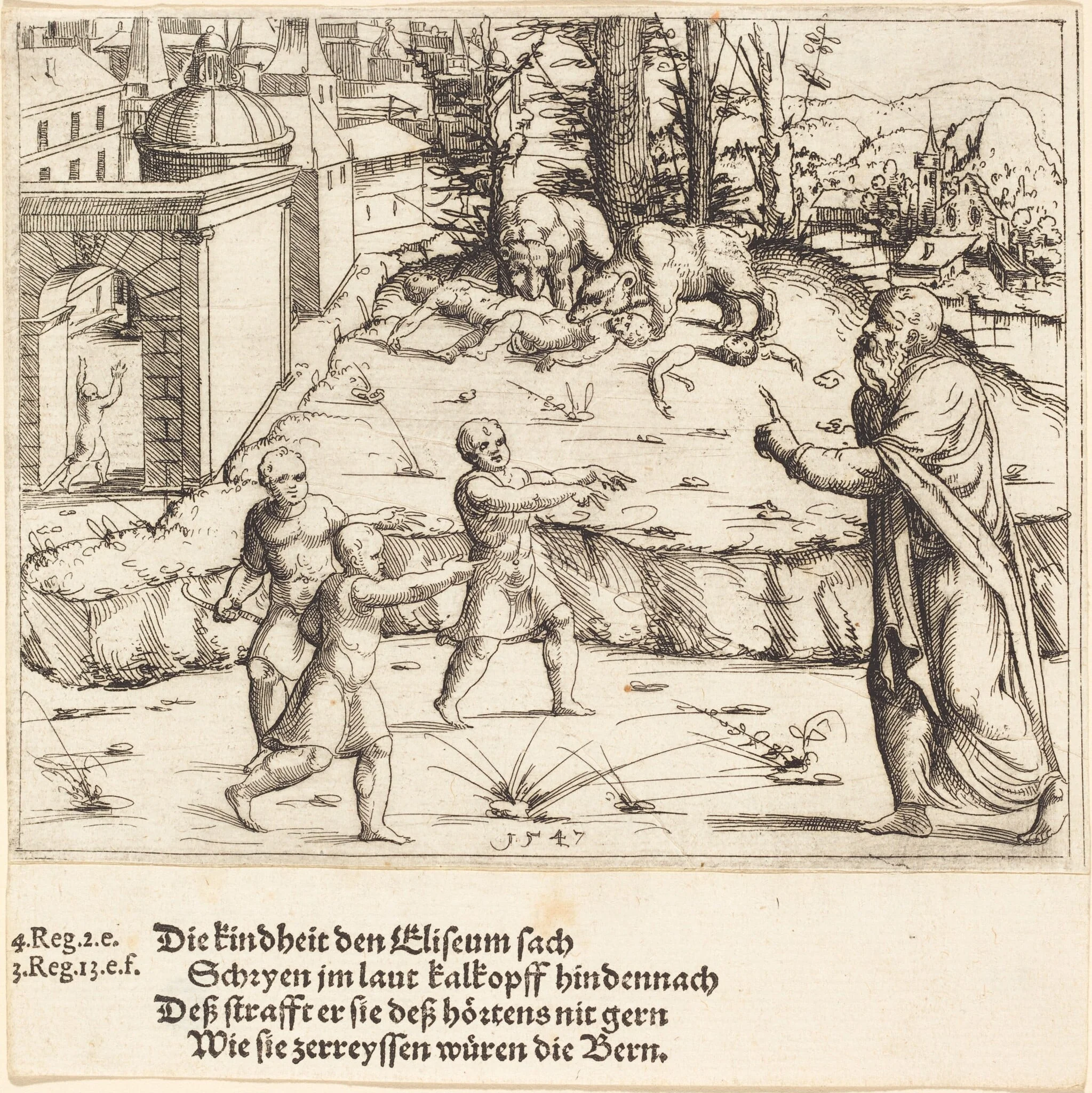 The Murder of the Children of Bethel, by Augustin Hirschvogel, ink, 1547
