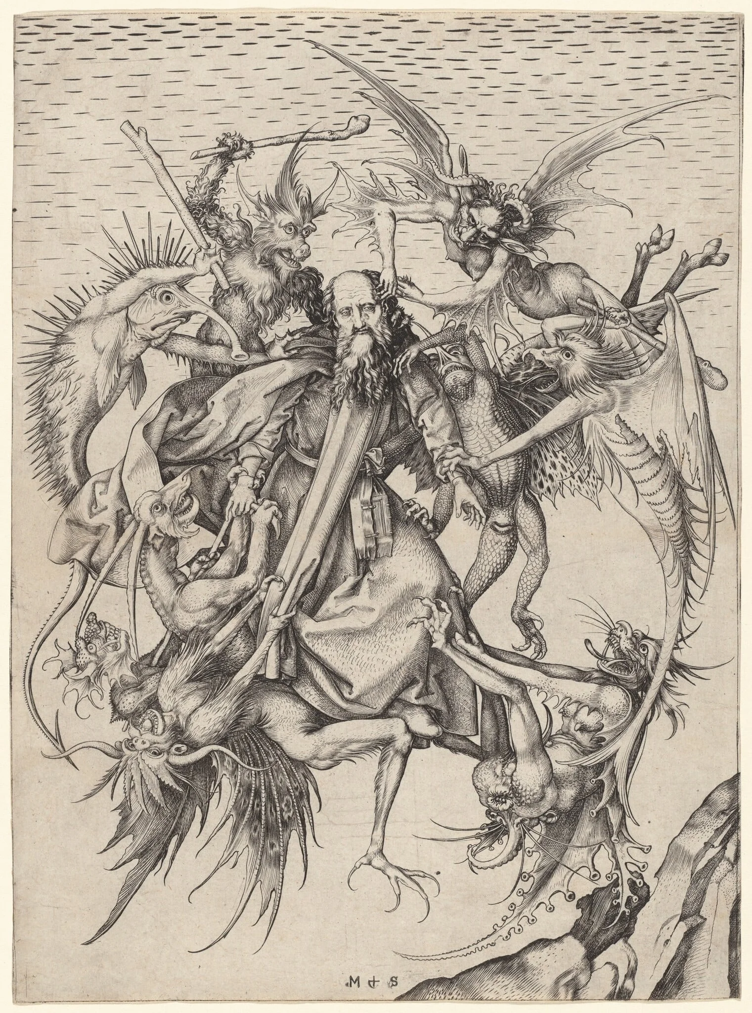 The Tribulations of Saint Anthony, by Martin Schongauer, ink, 1472