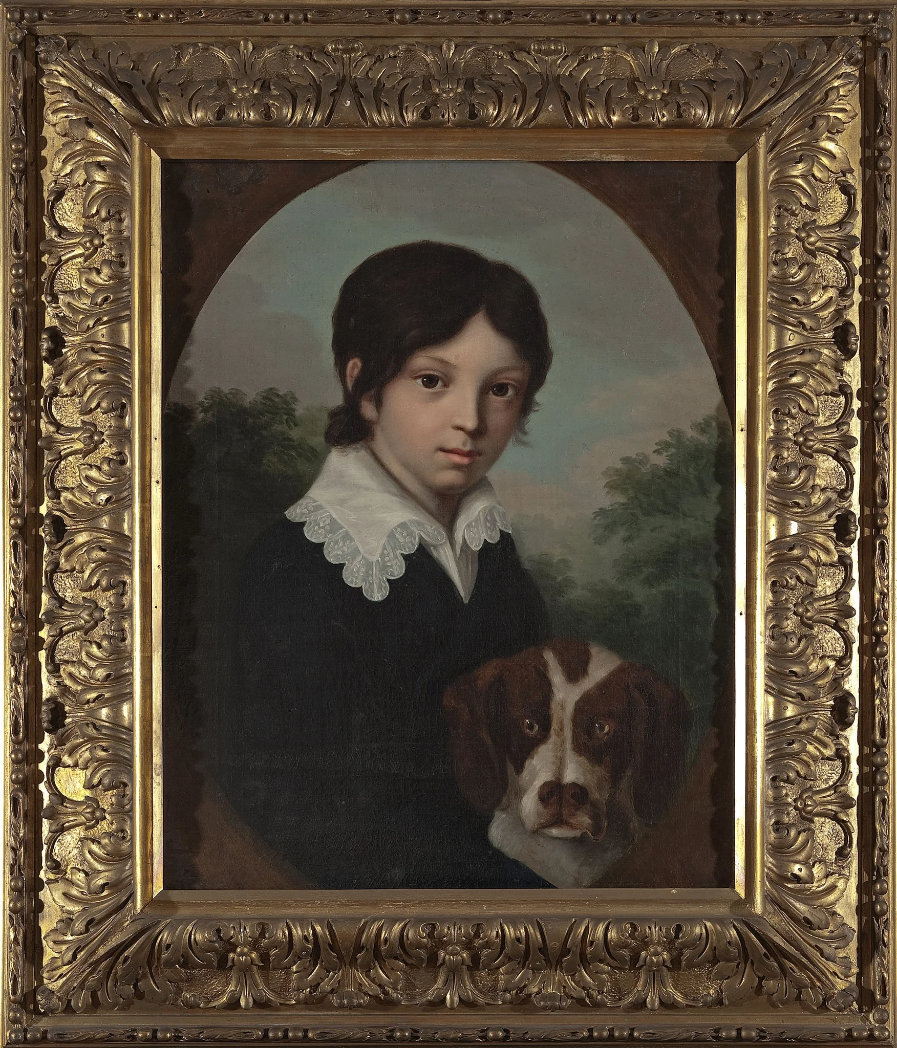 Childhood portrait of Oleś Walicki (1805–1831) with a dog