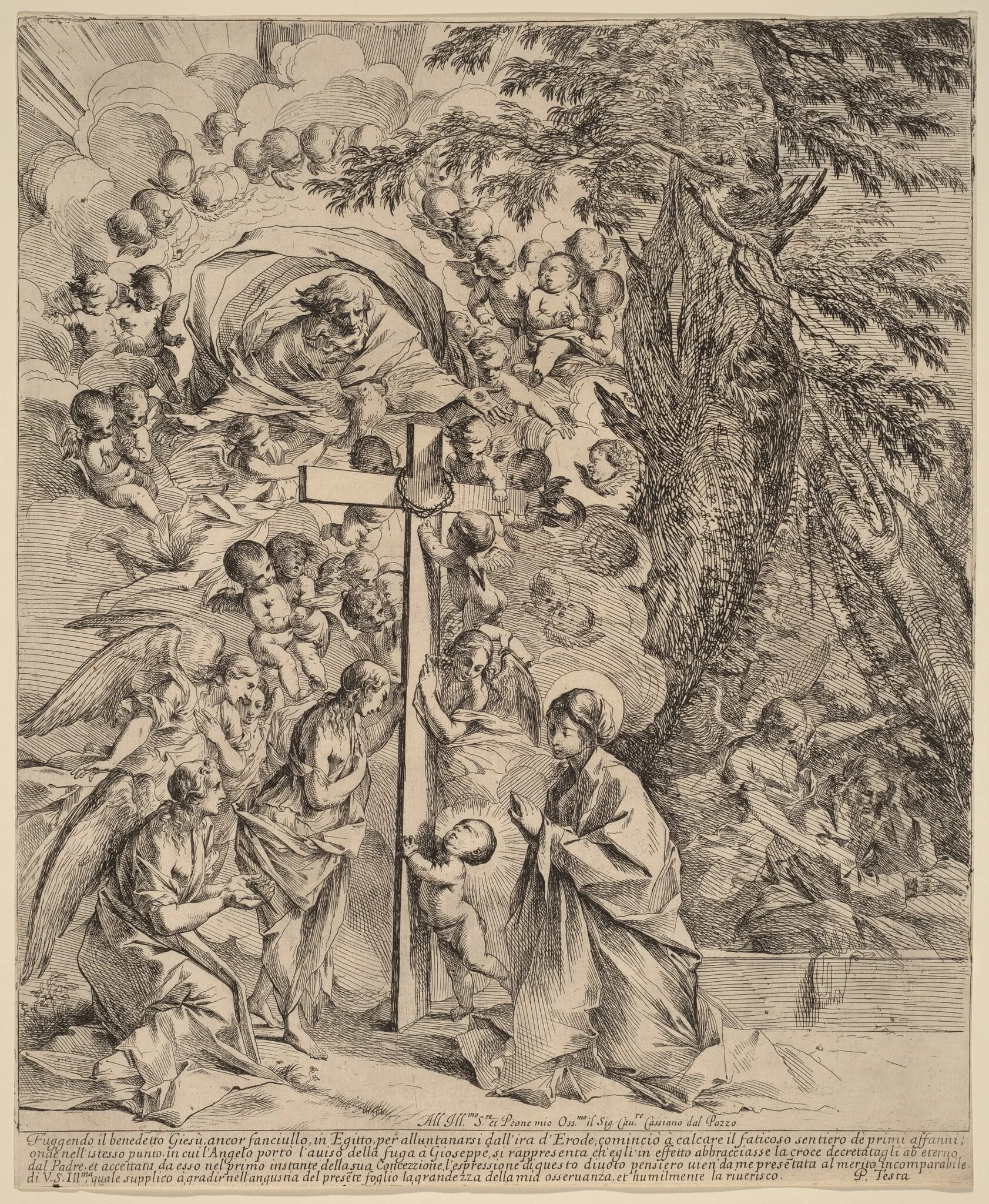 The Infant Christ Embracing the Cross (The Dream of Joseph), by Pietro Testa, ink, 1636
