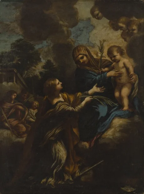 St. Mary, little Jesus and st. Katharina, by Pietro da Cortona, oil, 1650