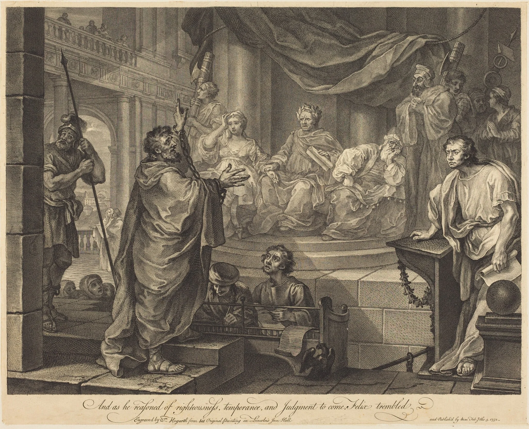 Paul before Felix, by William Hogarth, ink, 1752