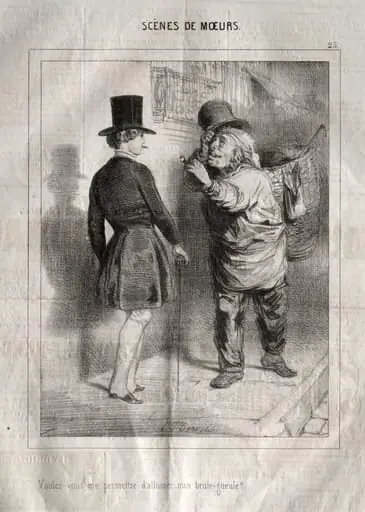 Scènes de Moeurs:  Voulez-vous me permettre d'allumer mon brule-gueule?