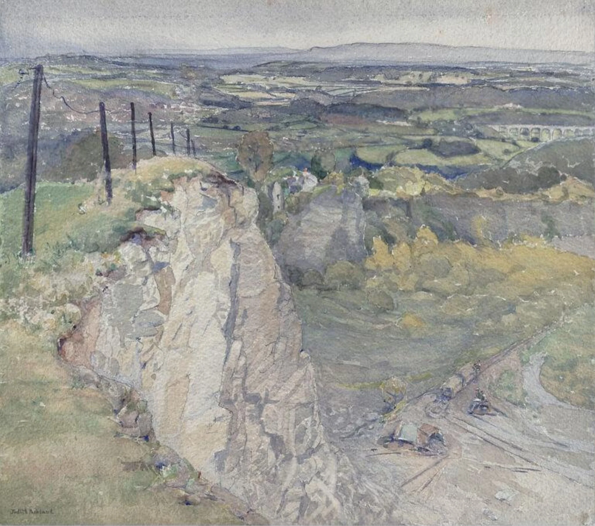 View from a Quarry's Edge, by Judith Ackland, watercolor, 1952