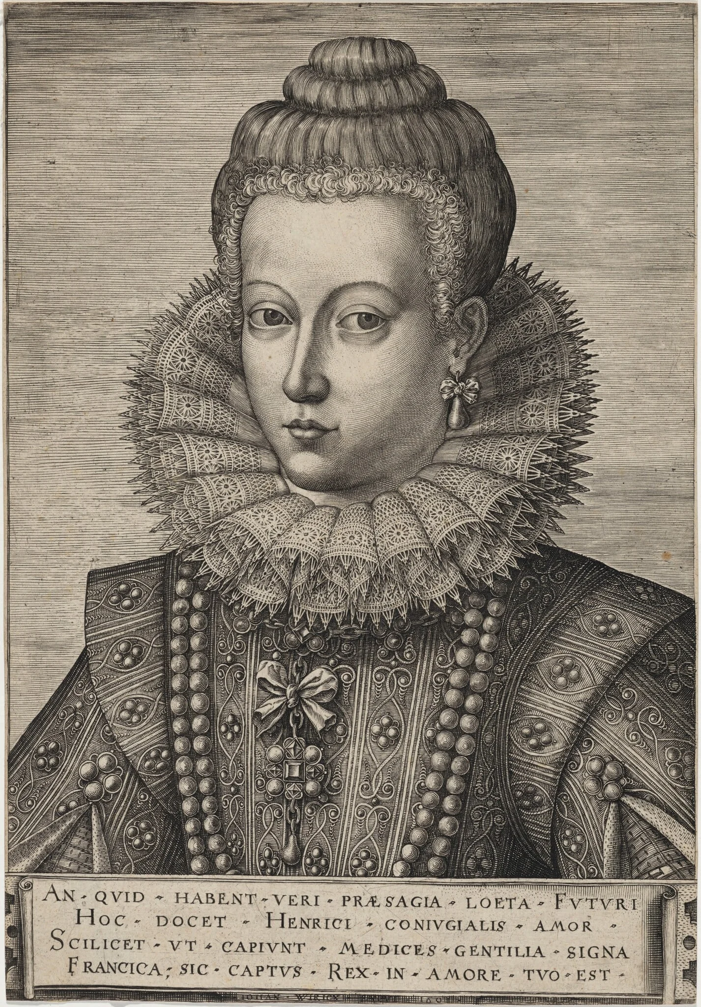 Maria de Medici, by Johan Wierix, ink, 1582