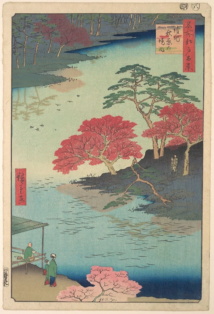 名所江戸百景　請地秋葉の境内|Inside Akiba Shrine at Ukeji, by Utagawa Hiroshige, ink, 1857