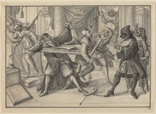 Mezzetin and Harlequin Use the Picture Frame to Catch Pantaloon and Pierrot