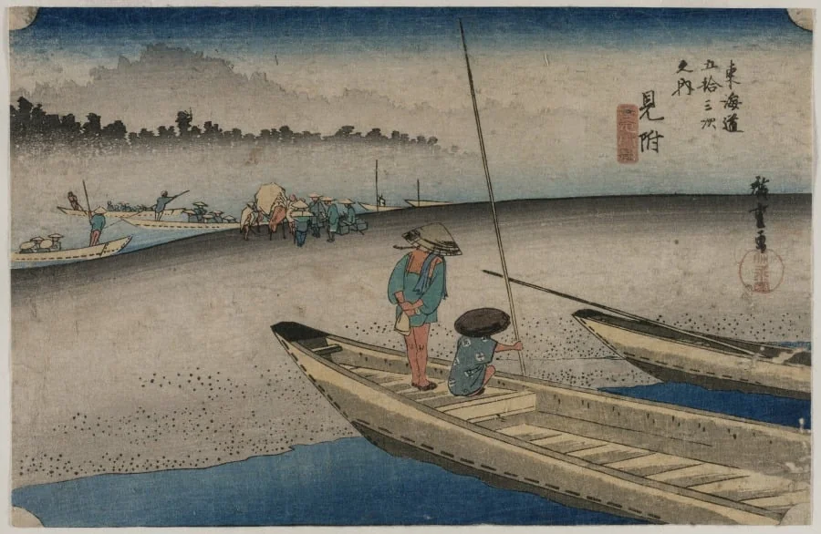 Picture of the Tenryu River near Mitsuke (Station 29), from the series Fifty-Three Stations of the Tokaido