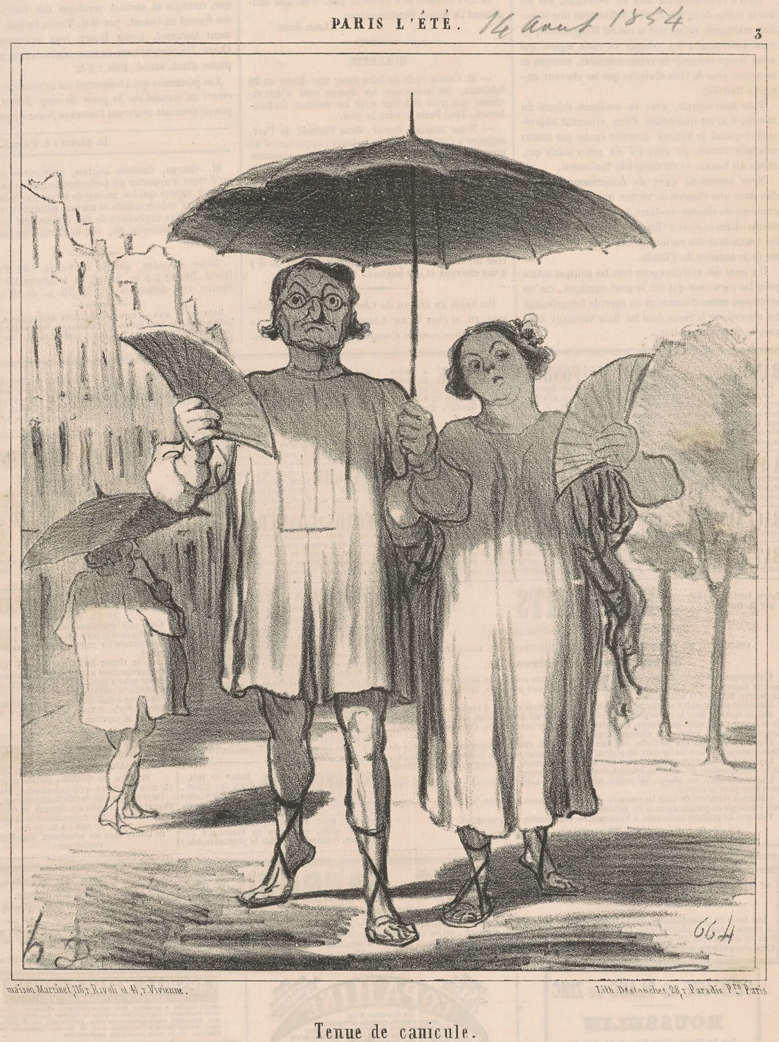 Tenue de canicule, by Honoré Daumier, ink, 1854