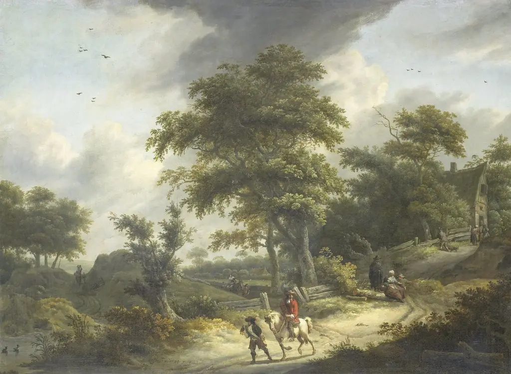 Landscape with falconer